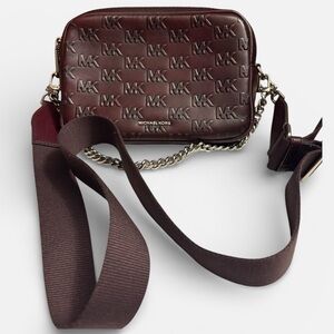 MK Bryant Medium Burnished Leather Camera Crossbody Bag